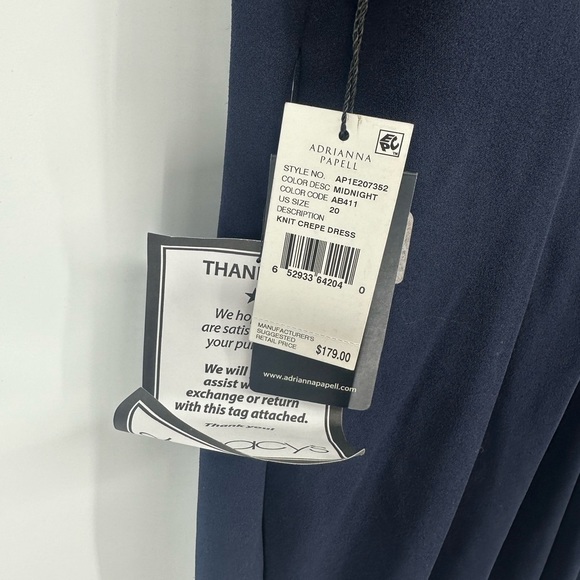 Adrianna Papell knit crepe maxi gown in midnight navy blue size 20 NWT $179 - Picture 8 of 8